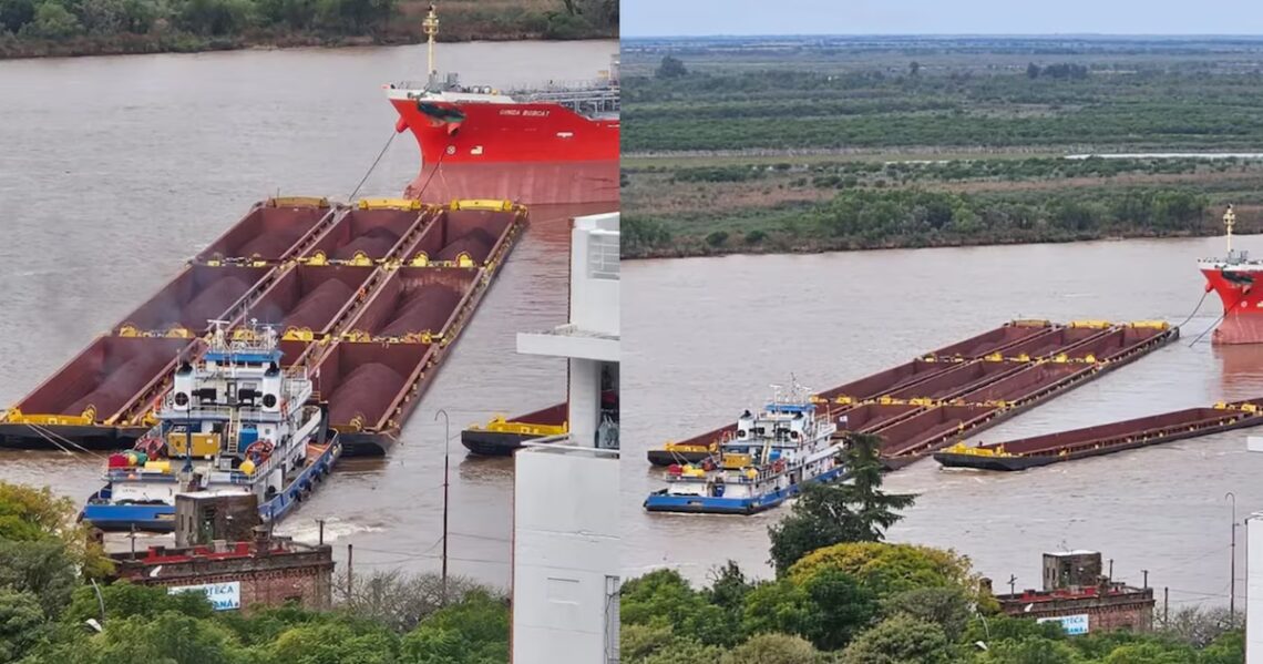 Choque de buques en el río Paraná frente a Rosario: una barcaza terminó partida en dosEl HB Perseus navegaba aguas abajo con destino a San Nicolás cuando colisionó con el Ginga Bobcat en el canal principal, a la altura de calle Corrientes, este domingo por la tarde